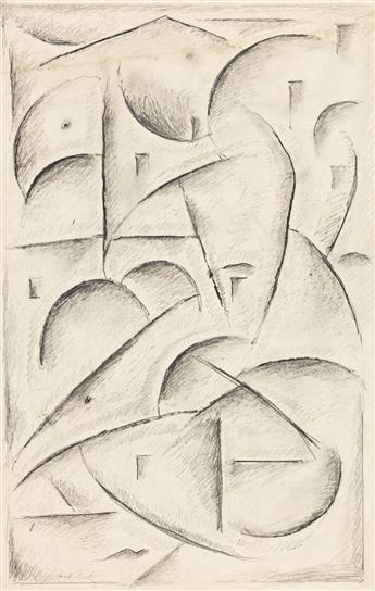 ABRAHAM WALKOWITZ (1878-1965) Two abstract pencil drawings.